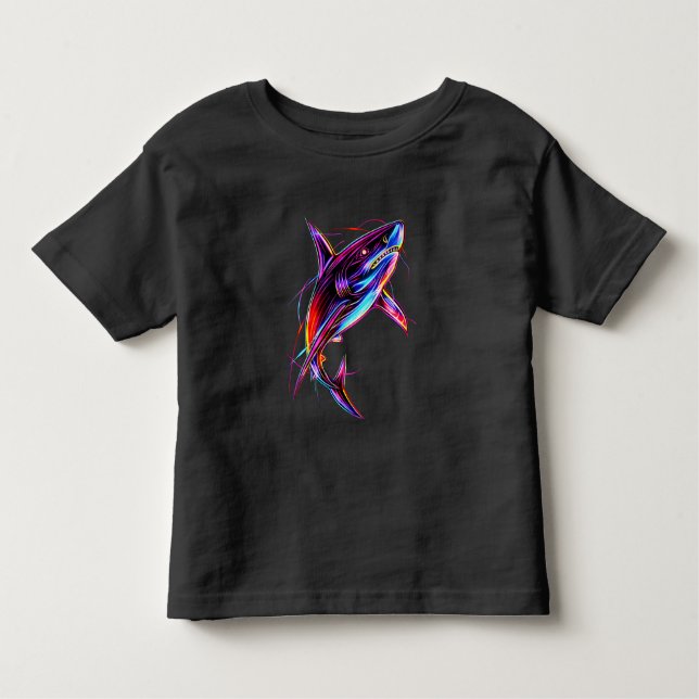 Camiseta Vibrant Neon Shark Modern Digital Ocean (Frente)