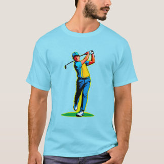 Camiseta Vibrant Pop-Art Golfer Swinging a Driver on Green