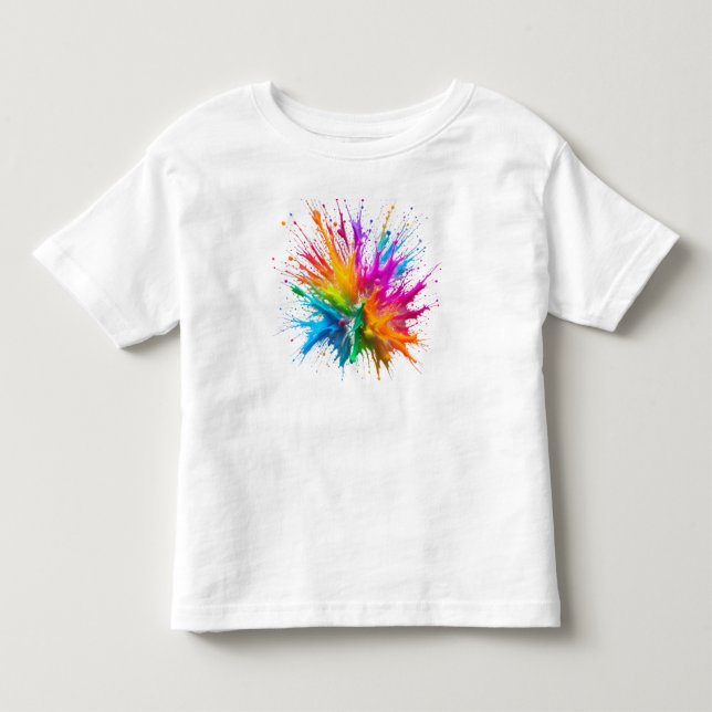 Camiseta Vibrant Rainbow Paint Splatter Explosion (Frente)