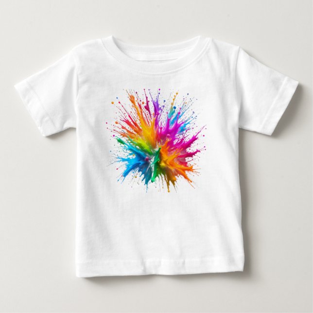 Camiseta Vibrant Rainbow Paint Splatter Explosion (Frente)