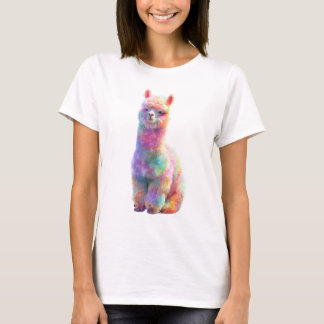 Camiseta Vibrant Rainbow Pastel Fluffy Alpaca Women