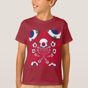 Camiseta Vibrant Red Kaleidoscope Design da Coreia do Sul