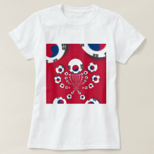 Camiseta Vibrant Red Kaleidoscope Design da Coreia do Sul