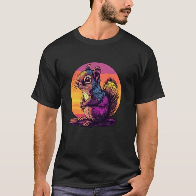 Camiseta Vibrant Squirrel In Sunset Colors (Frente)