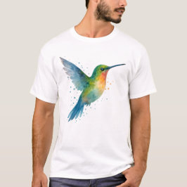 Camiseta Vibrant Watercolor Hummingbird em Voo