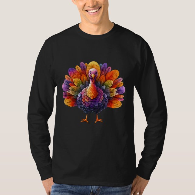 Camiseta Vibrant Watercolor Turkey Autumn Harvest (Frente)
