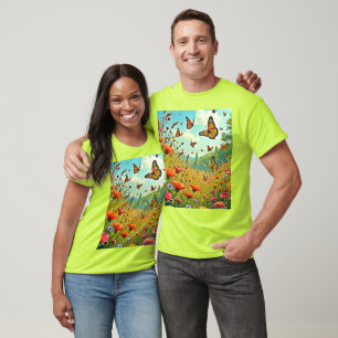 Camiseta Vibrant Wildflower Butterfly Joy Design