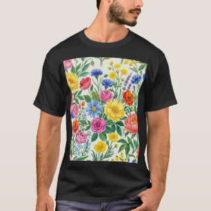 Camiseta Vibrant Wildflower Meadow Botanical Garden Print