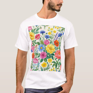 Camiseta Vibrant Wildflower Meadow Botanical Garden Print