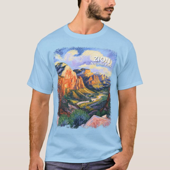 Camiseta Vibrant Zion National Park Angels Landing Artistic (Frente)