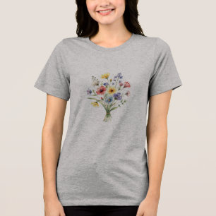 Camiseta Vibrante Buquê de Prado de Verão Clipart de Bordas