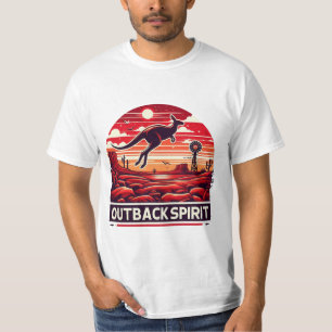 Camiseta Vibrante Deserto Retrô Kangaroo Outback Vermelho