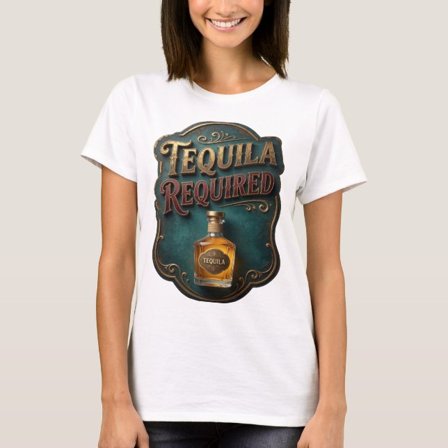 Camiseta Vibrante Dourada COM TEQUILA OBRIGATÓRIO (Frente)