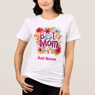 Camiseta Vibrante Floral Melhor Mãe Borboleta Botânica Mode