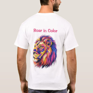 Camiseta Vibrante Leão Arco-Íris em Arte Vetorial - Li Mach