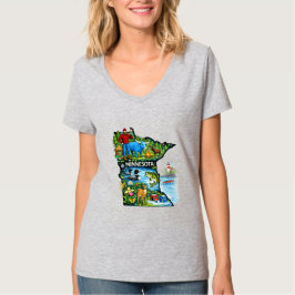 Camiseta Vibrante Mapa do Estado de Minnesota - Paul Bunyan