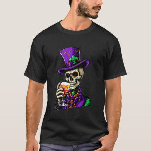 Camiseta Vibrante Mardi Gras 2024 Cor Skull Bebendo