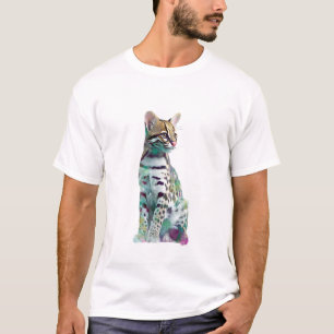 Camiseta Vibrante Ocelote Gato Selvagem Impressionista Home