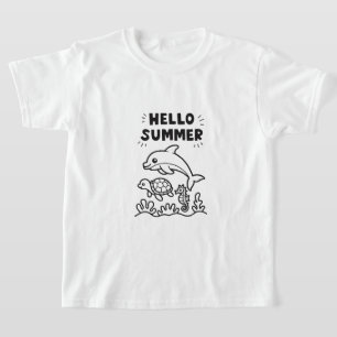 Camiseta Vibrante Olá Verão Animais Coloridos do Oceano