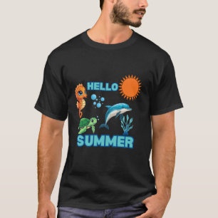 Camiseta Vibrante Olá Verão   Animais Coloridos do Oceano p