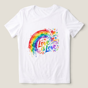 Camiseta Vibrante Salpico de Aquarela em Arco-Íris "O Amor