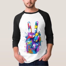 Vibrante Sinal de Paz Colorida Arte Digital Mão