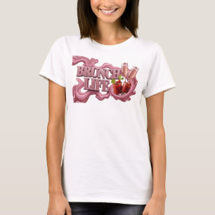 Camiseta vibrante vermelha com slogan BRUNCH LIFE