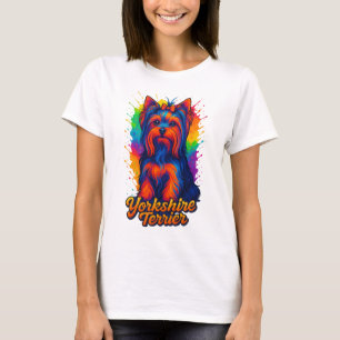 Camiseta Vibrante Yorkshire Terrier de Arte Pop – Neon Colo