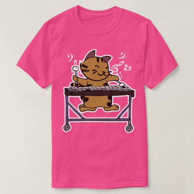 Camiseta Vibraphone Jogando Gatinho design Jazz Cat Marim (Frente do Design)