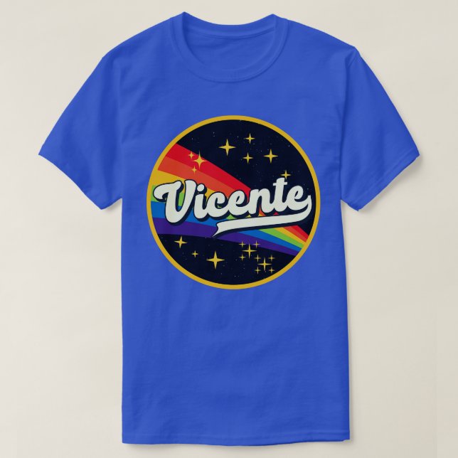 Camiseta Vicente Rainbow No Estilo Vintage Espacial (Frente do Design)