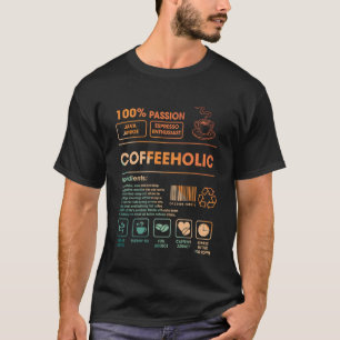 Camiseta Viciado em Café Código de Barras Amante do Café Vi