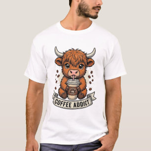 Camiseta Viciado em Café Vaquinha Fofa das Terras Altas Gra