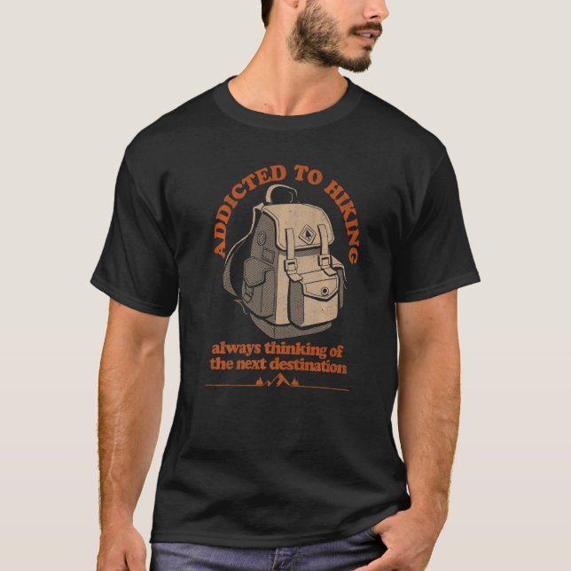 Camiseta Viciado Em Caminhar Próximo Aventura De Destino (Frente)