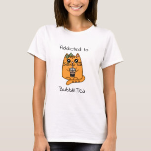 Camiseta Viciado em Chá de Bolha Gato Cinto