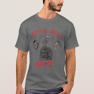 Camiseta Viciado em Filmes de Terror Zumbi Vampiro Esquelet