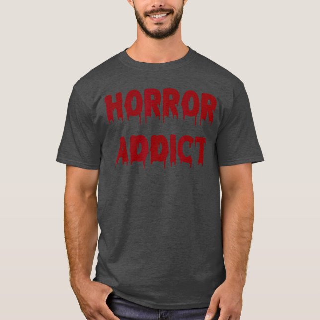 Camiseta Viciado em Horror Funny Halloween Goth retrô (Frente)