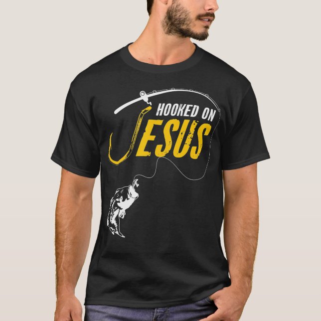 Camiseta Viciado em Jesus Engraçado Pesca Cristã (Frente)