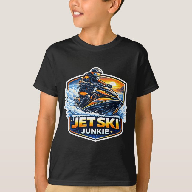 Camiseta Viciado em jet ski, dono de jet ski engraçado (Frente)
