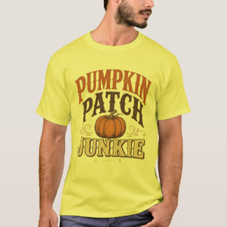 Camiseta Viciado em Pedaço de Abóbora Design Vintage de Out