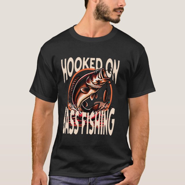 Camiseta Viciado em Pesca de Robalo Gráfico (Frente)