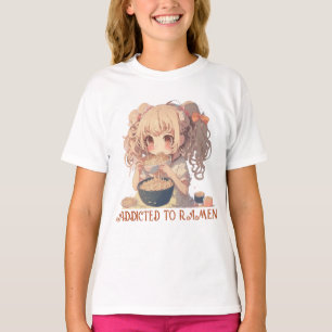 Camiseta Viciado em Ramen Menina de anime