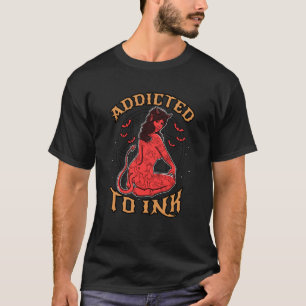 Camiseta Viciado Em Tinta Saúdam Satanás Garota Diabólica T