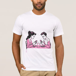 Camiseta Viciado No Meu Telefone Jantar de Casal Engraçado