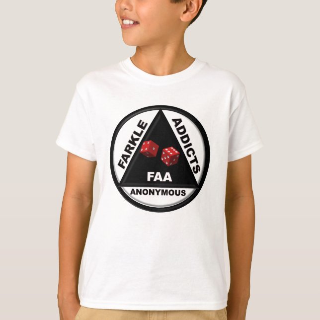Camiseta Viciados de Farkle anónimos (versão 2010) (Frente)