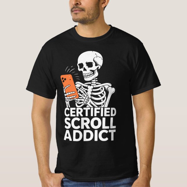 Camiseta Viciante em Celular Engraçado – Certificado de Vic (Frente)