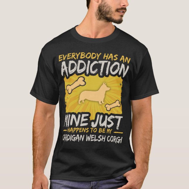 Camiseta Vício engraçado do cão do Corgi de Galês do casaco (Frente)