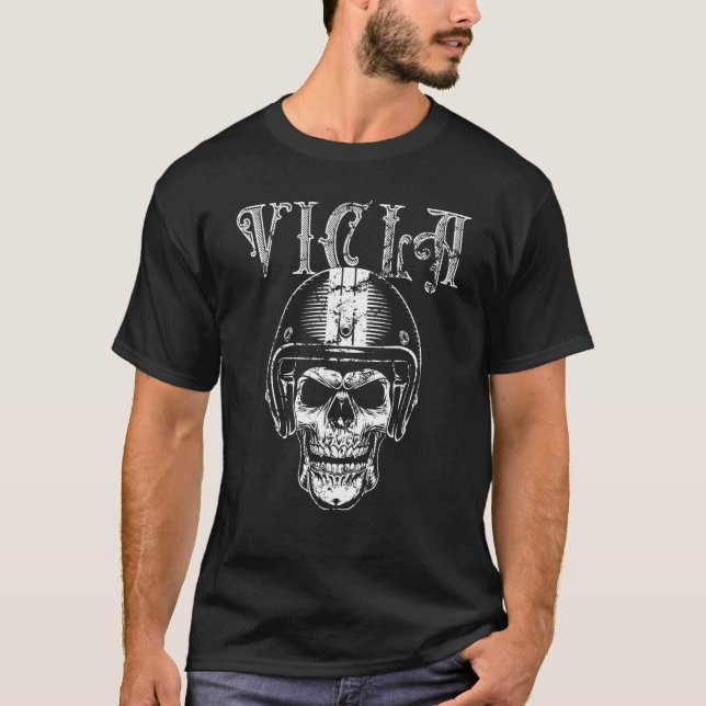 Camiseta Vicla Gangster Biker Skull Rider Design (Frente)