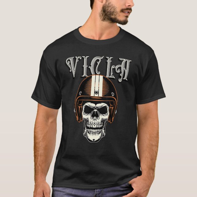 Camiseta Vicla Gangster Biker Skull Rider Design (Frente)