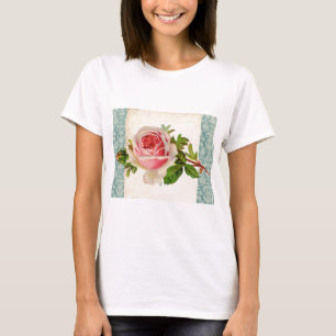 Camiseta Victorian cor-de-rosa e damasco