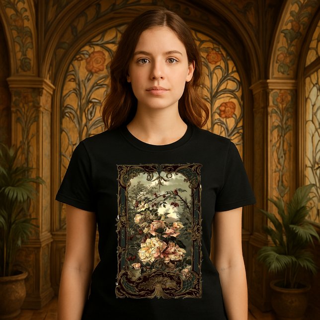 Camiseta Victorian Era Roses & Baroque Rococo Frame (Criador carregado)